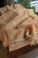 Beige Mal Cotton Chikankari Unstitched Kurta Dupatta Fabrics With Kamdani