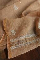 Beige Mal Cotton Chikankari Unstitched Kurta Dupatta Fabrics With Kamdani