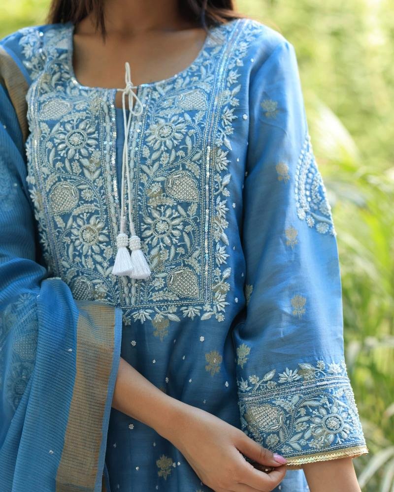 Banarasi Zari Chanderi Chikankari Sharara Set