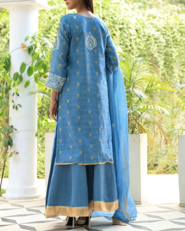 Banarasi Zari Chanderi Chikankari Sharara Set