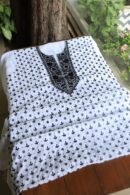 White & Black Cotton Chikankari Unstitched Kurta Fabrics