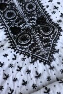 White & Black Cotton Chikankari Unstitched Kurta Fabrics