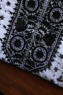 White & Black Cotton Chikankari Unstitched Kurta Fabrics