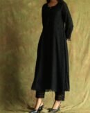Black Mal Chanderi Pearl Work Chikankari Anarkali With Dupatta