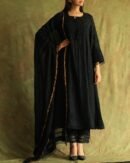 Black Mal Chanderi Pearl Work Chikankari Anarkali With Dupatta
