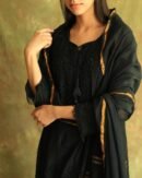 Black Mal Chanderi Pearl Work Chikankari Anarkali With Dupatta