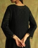 Black Mal Chanderi Pearl Work Chikankari Anarkali With Dupatta