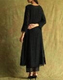Black Mal Chanderi Pearl Work Chikankari Anarkali With Dupatta