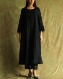 Black Mal Chanderi Pearl Work Chikankari Anarkali With Dupatta