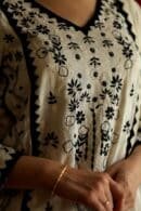 Black & White Applique Work With Fine Chikankari Ready to Wear Kurta