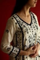 Black & White Applique Work With Fine Chikankari Ready to Wear Kurta