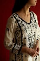 Black & White Applique Work With Fine Chikankari Ready to Wear Kurta