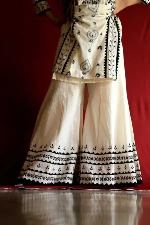 Black & White Daraz Chikankari Sharara Bottom