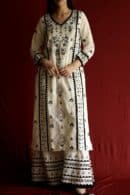 Black & White Applique Work With Fine Chikankari Ready to Wear Kurta