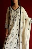 Black & White Daraz Cotton Fine Chikankari Dupatta