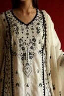 Black & White Applique Work With Fine Chikankari Ready to Wear Kurta