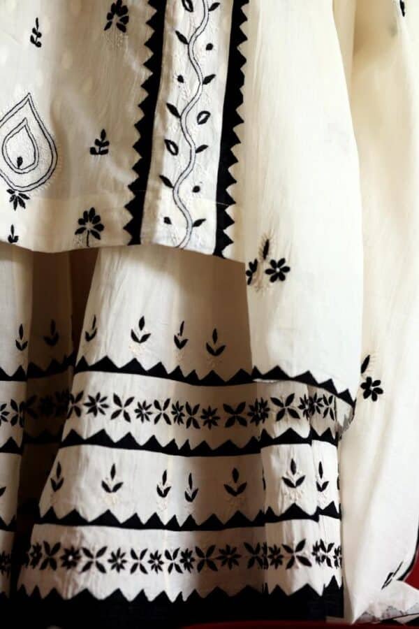 Black & White Daraz Chikankari Sharara Bottom - Image 4