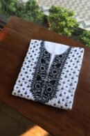 Black & White Cotton Chikankari Unstitched Kurta Fabrics