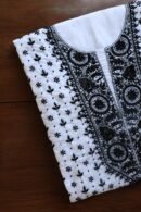 Black & White Cotton Chikankari Unstitched Kurta Fabrics