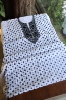 Black & White Cotton Chikankari Unstitched Kurta Fabrics