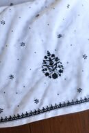 Black & White Cotton Chikankari Unstitched Kurta Fabrics