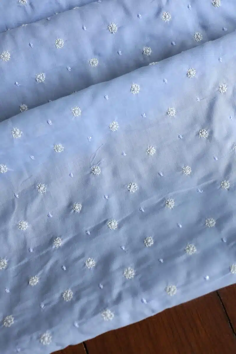 Powder Blue Cotton Chikankari Unstitched Kurta Fabrics