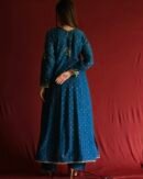 Silk Blue Badla Mukaish Chanderi Silk Anarkali Kurta Set