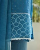 Blue Mukaish Kamdani Noor Organza Chikankari Kurta Set