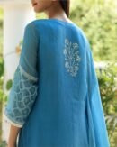 Blue Mukaish Kamdani Noor Organza Chikankari Kurta Set