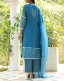 Blue Mukaish Kamdani Noor Organza Chikankari Kurta Set