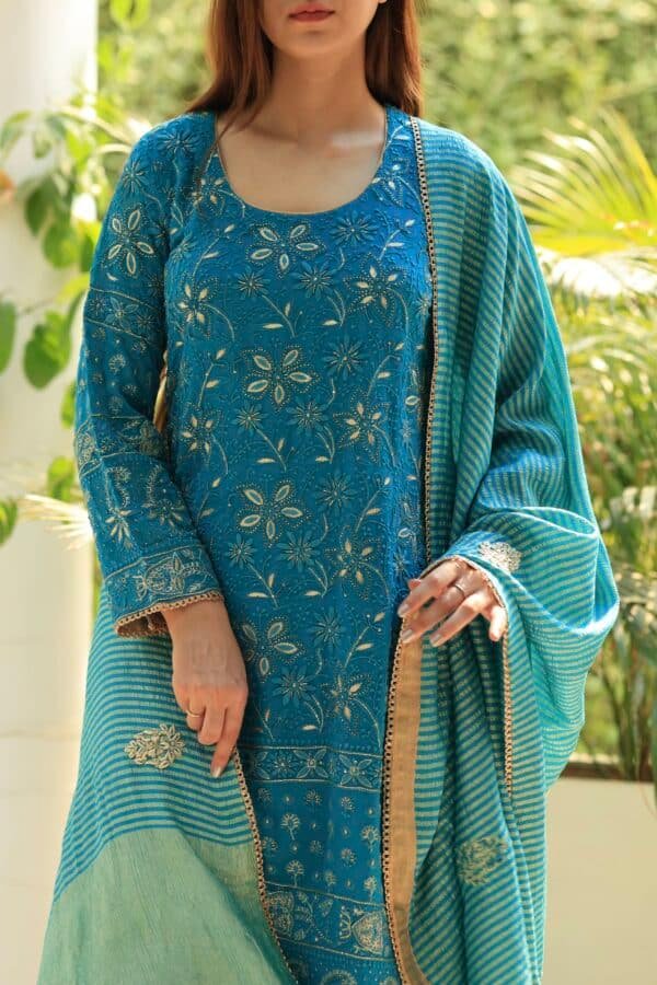Pure Georgette Chikankari Ari Work Sharara Set