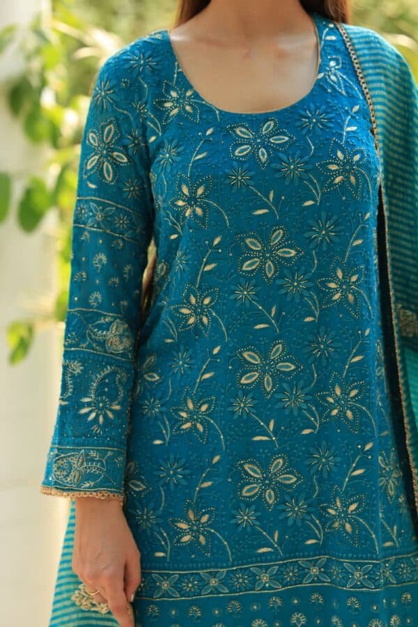 Pure Georgette Chikankari Ari Work Sharara Set - Image 14