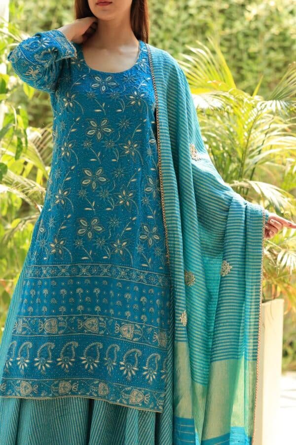 Pure Georgette Chikankari Ari Work Sharara Set - Image 10