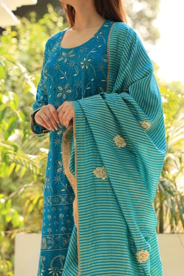 Pure Georgette Chikankari Ari Work Sharara Set - Image 11