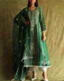 Bottle Green Noor Organza Chikankari Anarkali
