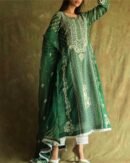 Bottle Green Noor Organza Chikankari Anarkali