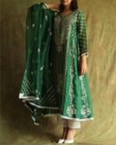 Bottle Green Noor Organza Chikankari Anarkali