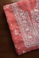 Carrot Pink Kota Cotton Chikankari Unstitched Kurta Fabrics