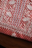 Carrot Pink Kota Cotton Chikankari Unstitched Kurta Fabrics