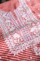 Carrot Pink Kota Cotton Chikankari Unstitched Kurta Fabrics