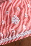 Carrot Pink Kota Cotton Chikankari Unstitched Kurta Fabrics