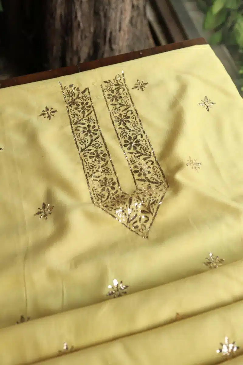Chanderi Mukaish Badla Unstitched Chikankari Unisex Kurtas