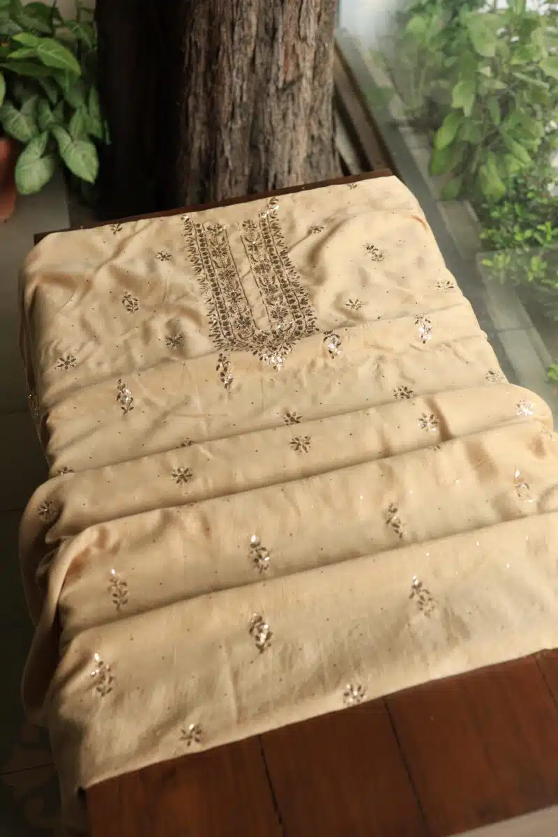 Chanderi Mukaish Badla Unstitched Chikankari Unisex Kurtas