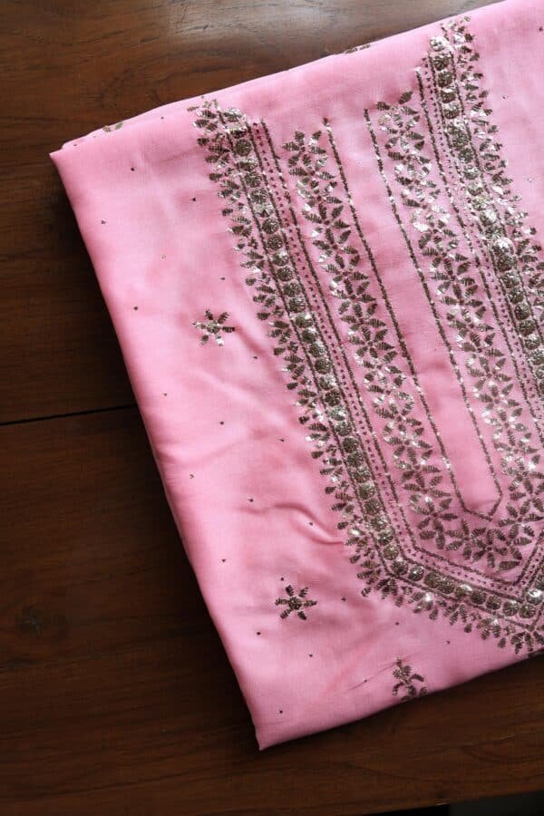 Chanderi Mukaish Badla Unstitched Chikankari Unisex Kurtas - Image 8