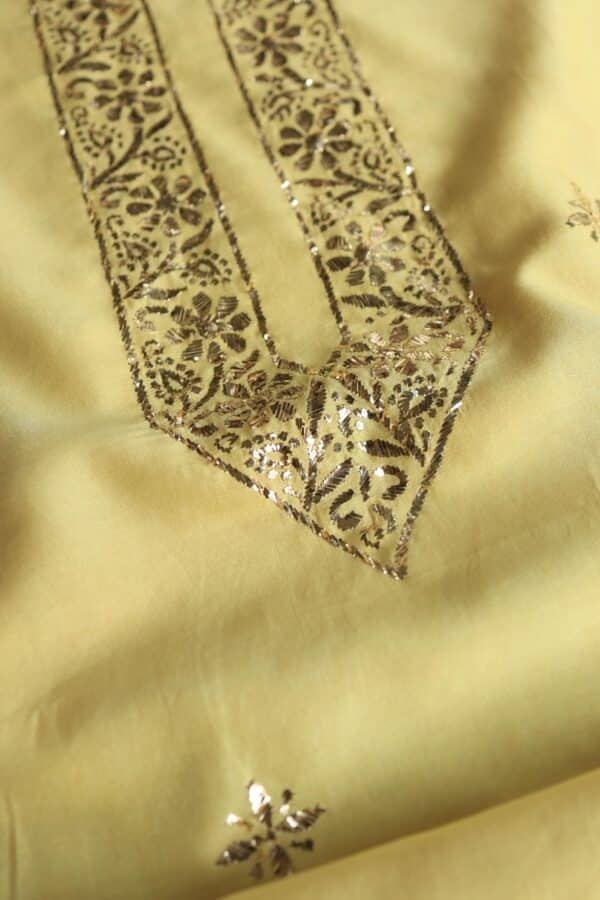 Chanderi Mukaish Badla Unstitched Chikankari Unisex Kurtas - Image 5