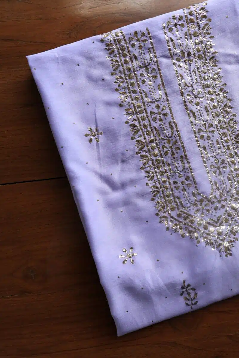 Chanderi Mukaish Badla Unstitched Chikankari Unisex Kurtas