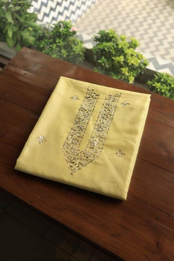 Chanderi Mukaish Badla Unstitched Chikankari Unisex Kurtas - Image 7