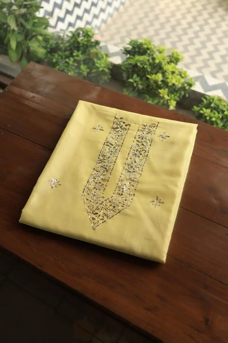 Chanderi Mukaish Badla Unstitched Chikankari Unisex Kurtas