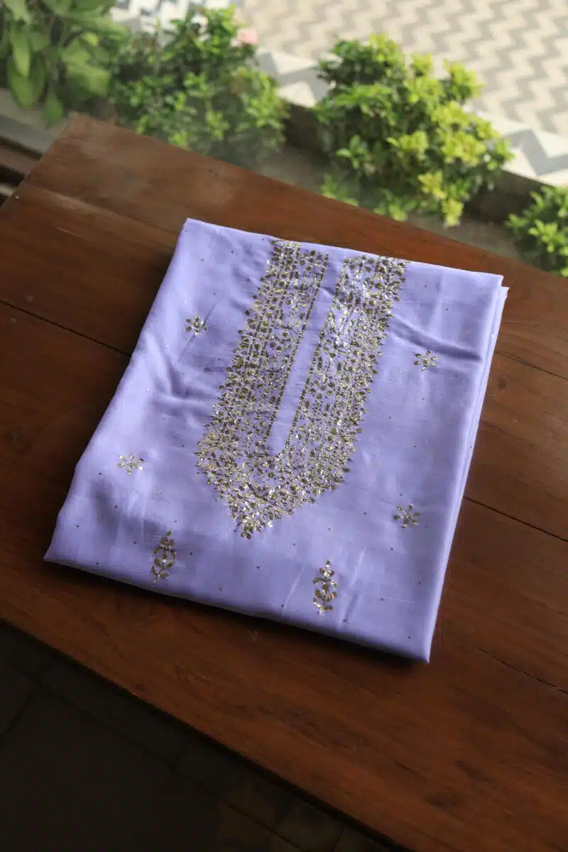Chanderi Mukaish Badla Unstitched Chikankari Unisex Kurtas