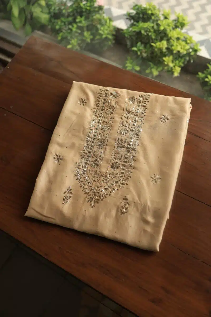 Chanderi Mukaish Badla Unstitched Chikankari Unisex Kurtas